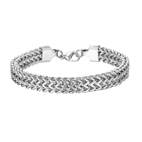 Mäns Robust Curb Cuban Link Chain Armband Rostfritt stål Guldpläterad/silver Silver