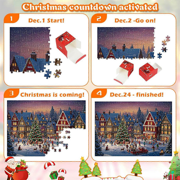 2024 Adventskalender Børne- og Voksenpuslespil Multi-color