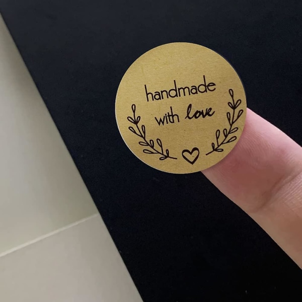 Handmade with Love Stickers for Thanksgiving Kraft Paper Stickers Round Baking Kraft Paper Stickers Love Stickers