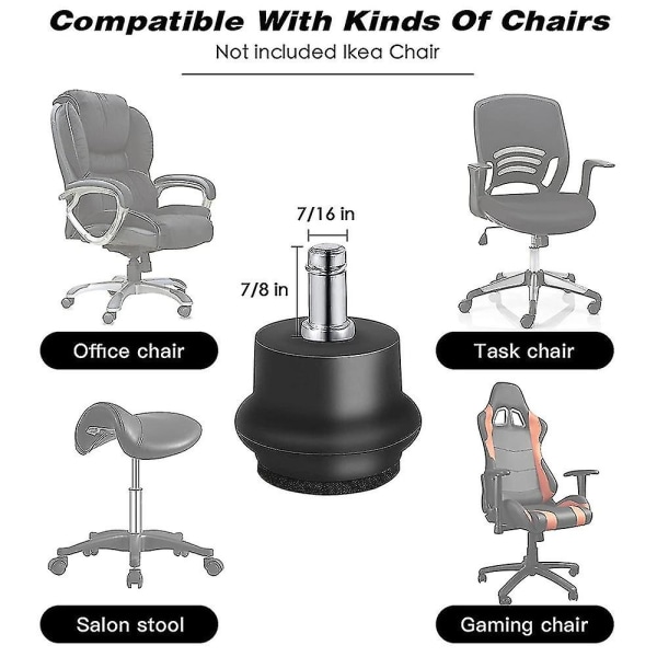 Kontorsstolsersättningshjul - 5 st vridbara länkhjul för fasta stationära hjul