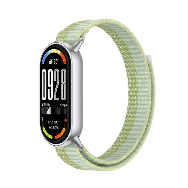 Håndledsrem kompatibel med Xiaomi Smart Band 10 / 9 / 8 Magic Tape Nylon Loop Urrem LightGreen