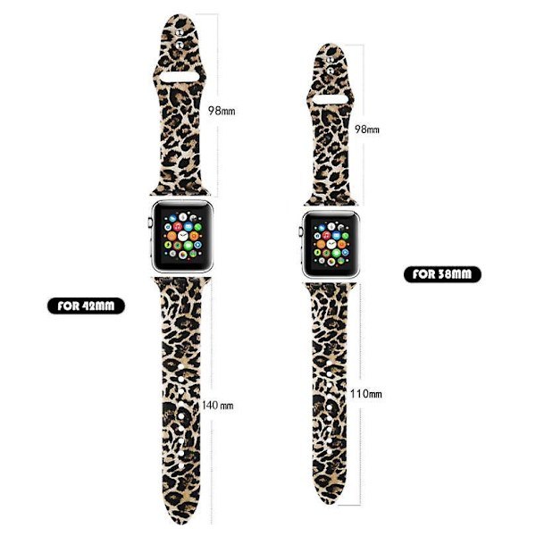 Leopardmönstrat silikonarmband kompatibelt med Apple Watch 38mm/40mm, för iWatch Strap SE/Series 7 6 5 4 3 2 1