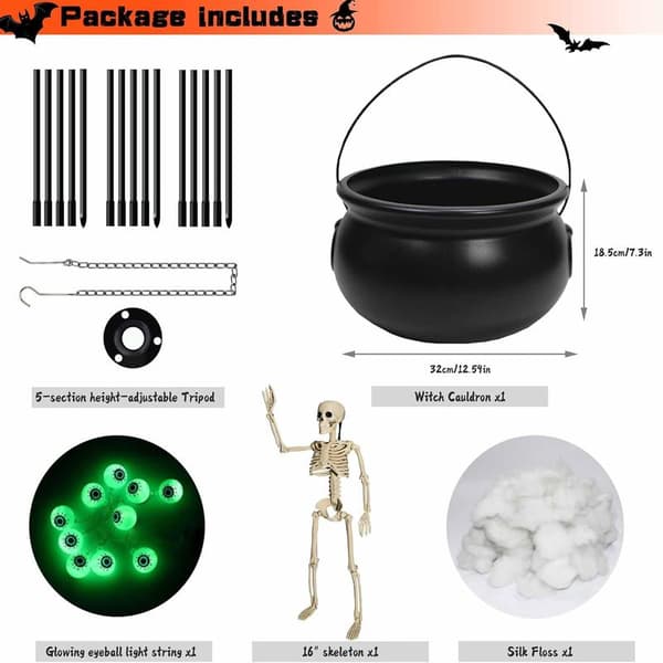 Cauldron for Garden Decoration, Halloween Witch Decor, Halloween Witch Cauldron with Stand