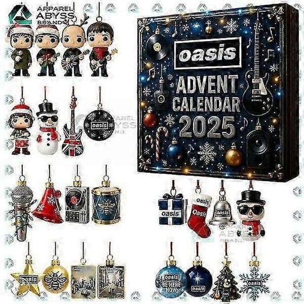 Oasis Britisk Rock-Temakalender Blindboks med juletrepynt