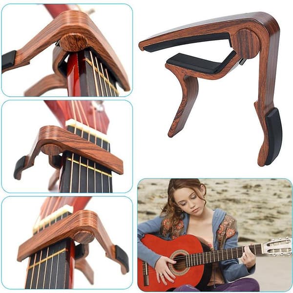Gitarr Capo Premium Capo för Akustiska, Elektriska och Klassiska Gitarrer Ukulele Trämönster