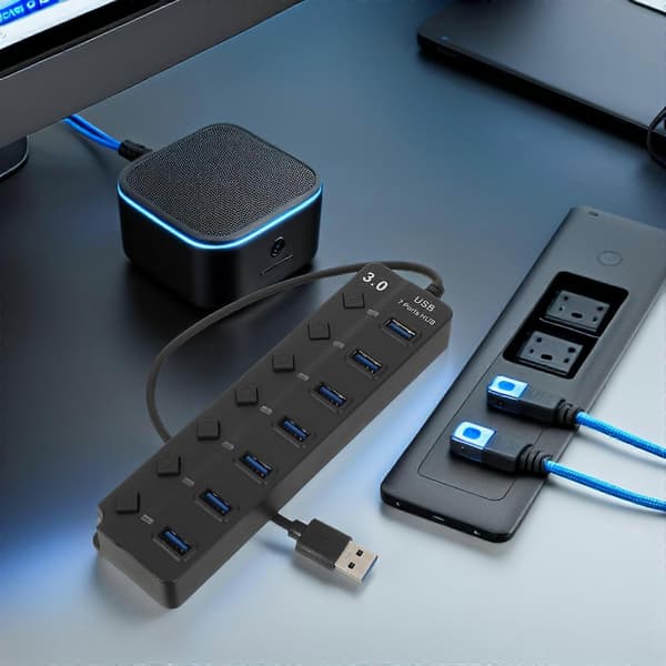 USB-hub med flere USB-porte 7-ports USB-splitteradapter til bærbar computer