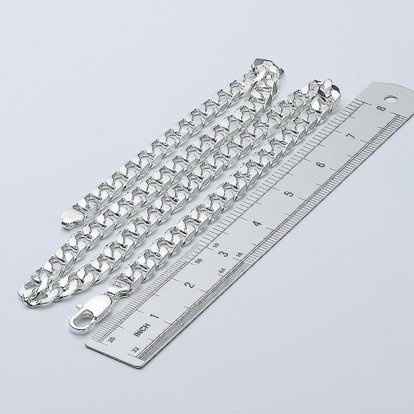 925 Sterling Sølv Halskæde til Mænd 18/ 20/24/26 Tommer Klassisk 12mm Kæde Luksus Smykker Bryllup Julegaver 60cm 24inches