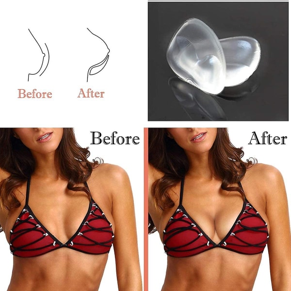 Silikone BH-indlæg, klar gel vandtætte forstærkere Push Up-brystindlæg BH-puder til badedragter og bikini