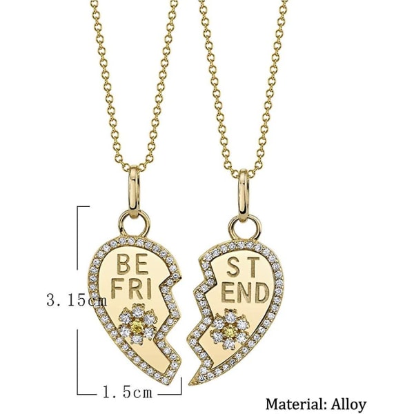 Halskæde til bedste venner 2 sæt Teen Girls BFF Chic Heart Split Flowers Matchende vedhæng Halskæder Venskab Fødselsdag til BFF