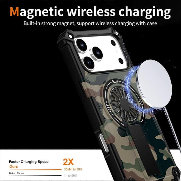 Til Apple iPhone 17 Pro Max Camouflage MagSafe Ring Kickstand Cover Grün Apple iPhone 17 Pro Max