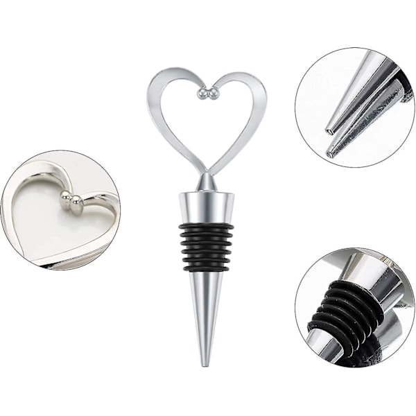6 stk hjerteformet vinstapp, sinklegering flaskestopper for vin, champagne, rødvin, øl, glassflaskeforsegler