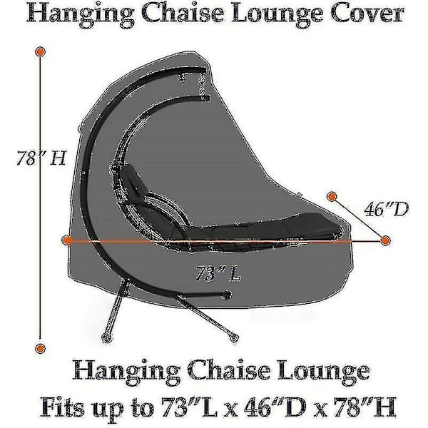 Hängande Chaise Longue-överdrag - I Oxfordtyg - 185*116*198cm - Överdrag för utomhusloungestolar