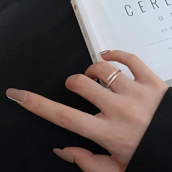 925 Sterling Hopea Säädettävä Sormus Naisten Kuutio Zirkonia Sormus 2mm Yksinkertainen Avoin Leikattu Säädettävä Sormus