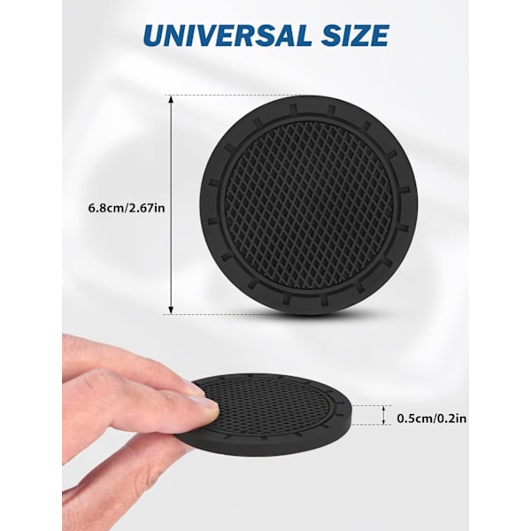 Auton mukitelineen alusta, 2 kpl universaalia liukumatonta iskunkestävää auton alustaa mukitelineisiin, auton lisävarusteet autoon, maasturiin, kuorma-autoon (musta)