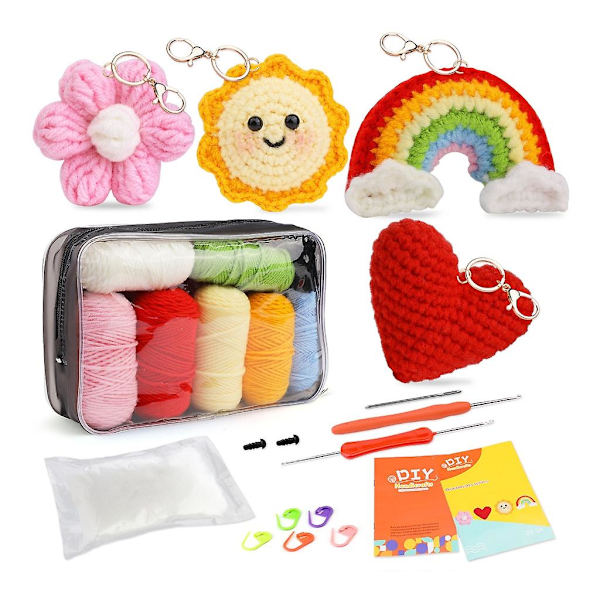 Virka nyckelringskit DIY virkstartkit inklusive virknål, garn B