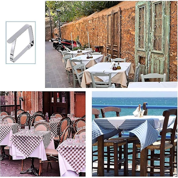 Utendørs duk klips store borddeksel klemmer for 2 tommers tykke bord, fleksible rustfritt stål piknik duk klips holdere (12 stk)