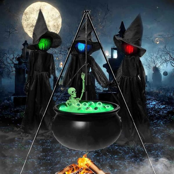 Cauldron for Garden Decoration, Halloween Witch Decor, Halloween Witch Cauldron with Stand