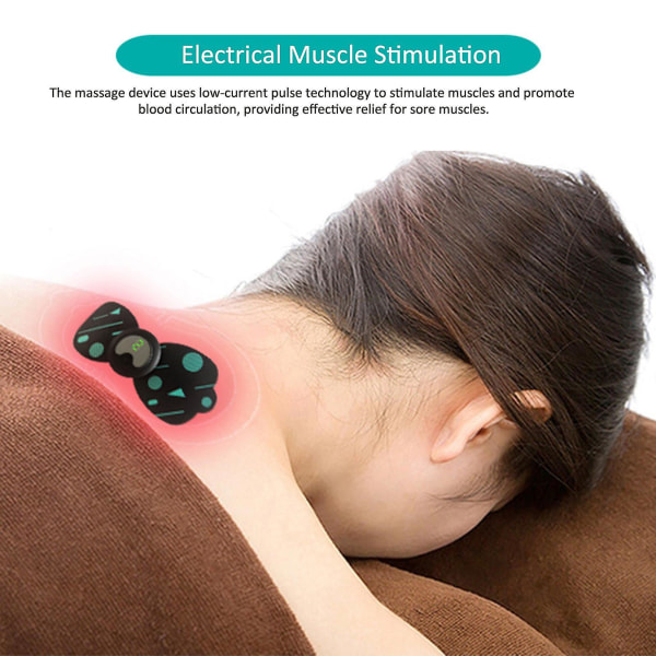 Bærbar trådløs massasjelapp Oppladbar smertelindrende massasjeapparat Elektrisk muskelstimuleringsplaster black