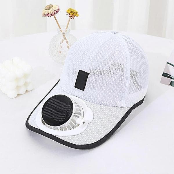 Genopladelig solcellekasket Solcellepanel Ventilatorhat USB-opladning Sommer Udendørs Åndbar Mesh Solhat Light Grey