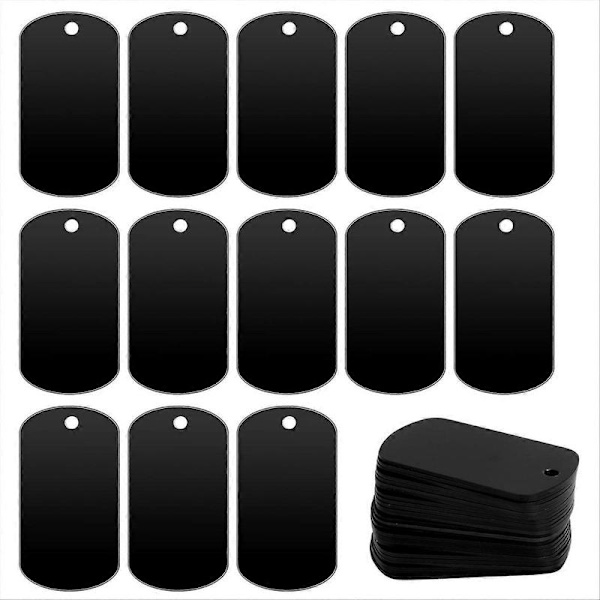 25 stk. metalstemplingsemner sorte til stempling, graveringsemner aluminiumstemplingsemner nøglering 25 Pcs