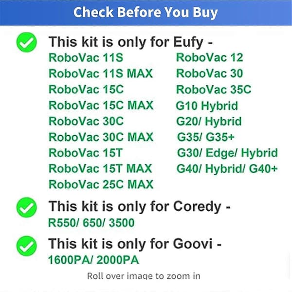 Erstatningsrullebørste for Eufy RoboVac 11S, 11S MAX, robotstøvsuger 42 plastic