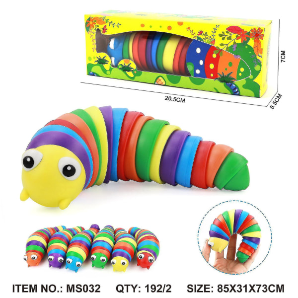 Populær leketøysnegledekompresjonsartefakt for barns utdanningsvitenskap og utdanning Slugdekompresjonsleketøy-stor boks [regnbue