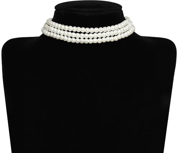 Round Imitation Pearl Multi-Strand Necklace, 20s Flapper