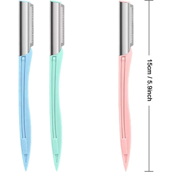 Øjenbrynsbarberkniv Ansigtsbarberkniv til kvinder Ansigt med dæksel, hårtrimmer ansigtsskraber, multifunktionel hårfjerning Øjenbrynshaperværktøj 3farve)(3 stk)