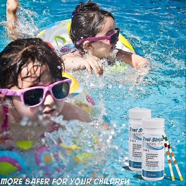 2025 50 stk. 6 i 1 SPA Pool Teststrimler til PH Total Klor Alkalinitet Cyanursyre KAESI