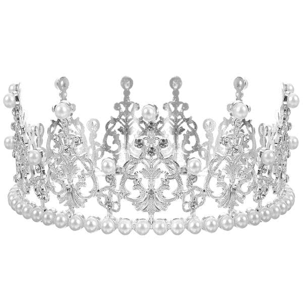 Stor barokk krone rund 1 stk sølv rhinestone perle dekorasjon til bryllup