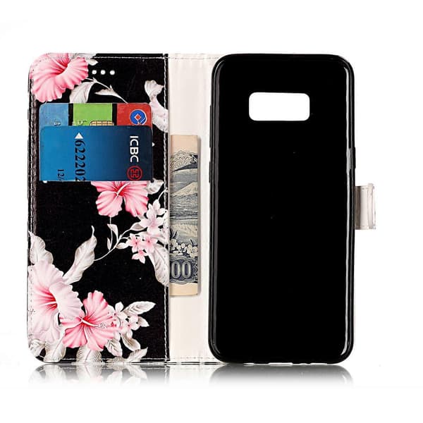 Mønstret læderpung med stativ til Samsung Galaxy S8 G950 Multicolor White Marble Pattern