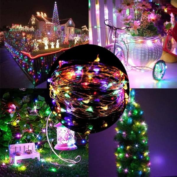 Batteridrevne lyslenker, 10 meter 100 LED-lyslenker, fjernkontrolltimer, 8 moduser color