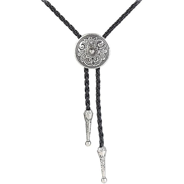 Acsergery Men Women Alloy Halskjede Vintage Punk Blomst Bolo Slipskjerf Halskjede Ekte Lær Gave