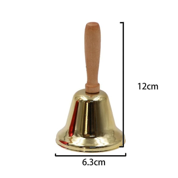 Wooden Hand Bell Extra Loud Solid Brass Call Bell Handbells With Wooden Handle Multi-purpose For Christmas And Wedding