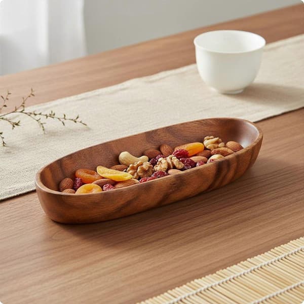 Båtformad serveringsfat i japansk stil, serveringsbricka i trä med elegant form Boat-shaped Medium