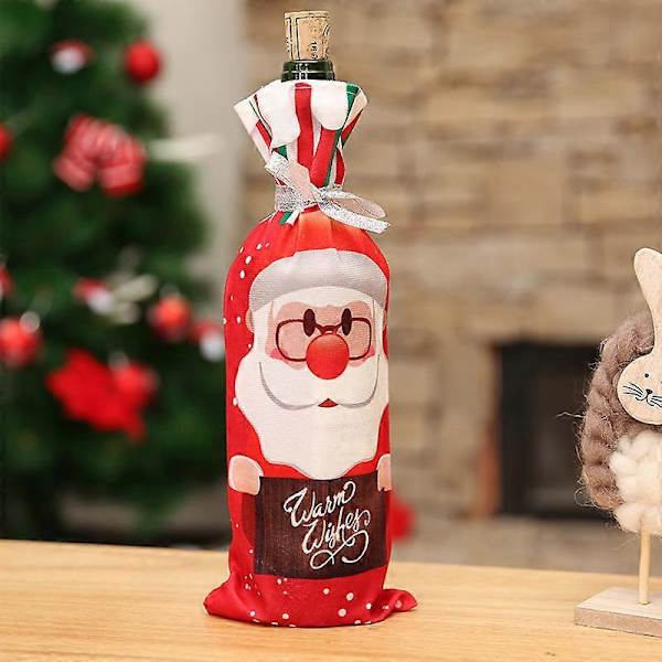 4-pack Julvinflaskskydd Dekorativa Bordtillbehör för Heminredning snowman