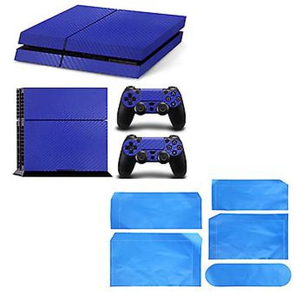 Console Carbon Fiber Skin Sticker Wrap Controller Dustproof Vinyl Protective Decal Case Cover for PS4 (White)