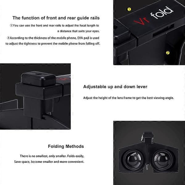 Vr fold V1 Panoramautsikt Praktiske Sammenleggbare VR-briller Black