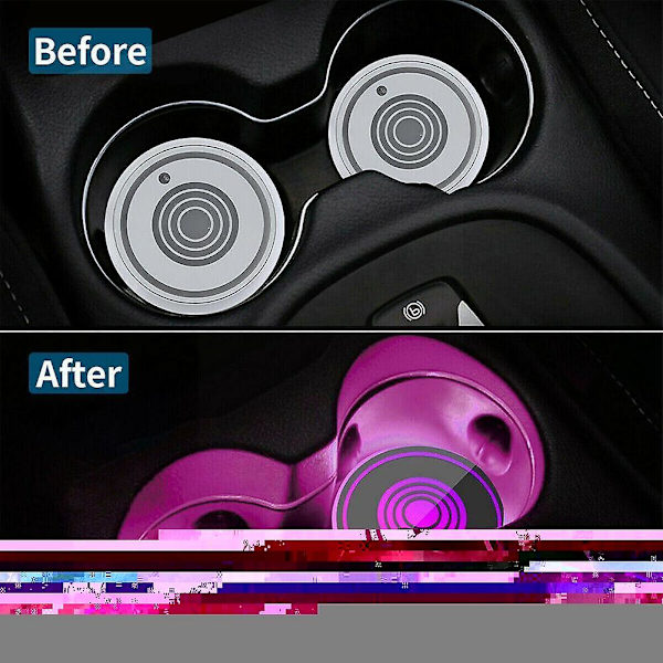 2 st LED-kopphållare för bil, LED-underlägg för bil, flaskljus, bakgrundsbelysning, atmosfär, 7 konstellationer, LED-hållare för koppar, färger, Pa W6v8 - Dryckeshållare