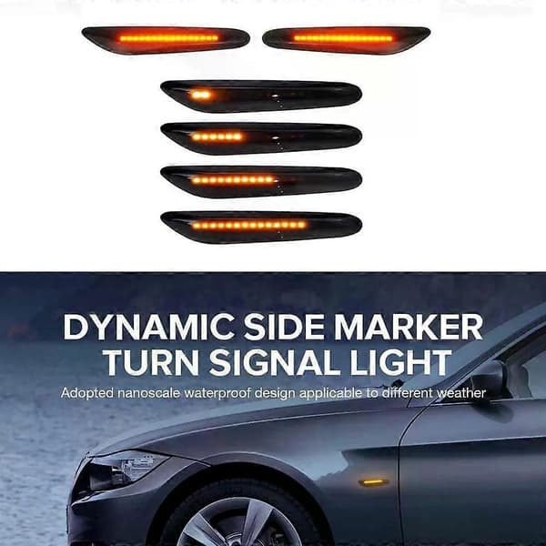 2PCS LED dynamisk blinkerslampa sidomarkeringslampa sekventiell blinkerlampa för -BMW E46 E36 E60 E61 E90 E91 E92 E93 X1 E84