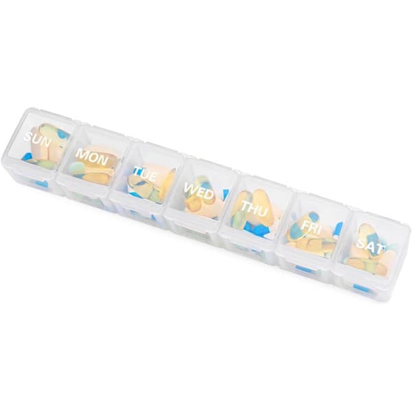 Extra Large Weekly Pill Organizer, Daily Pillbox (White)
