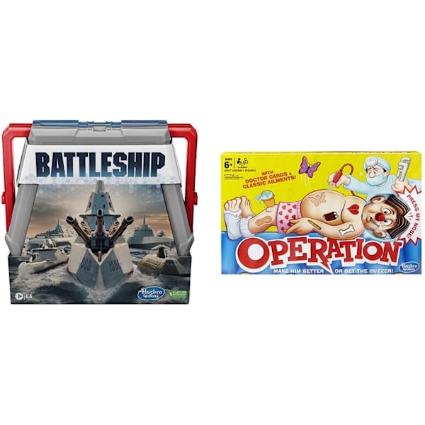 Klassiska brädspel: Sänka Skepp och Operation – Strategiskt kul för 2 spelare, 7 år och uppåt red