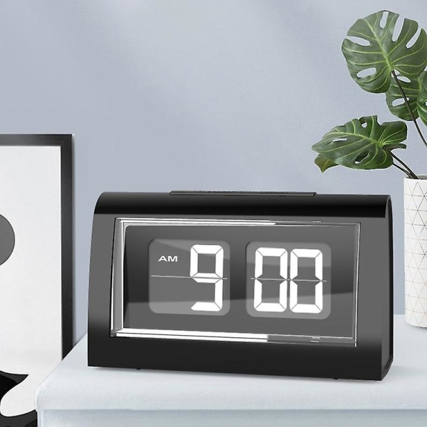 Automatisk vändalarmklocka med dimmer - Am/pm-format - För inomhusbruk, kontor, dekoration, ABS, automatisk vändklocka