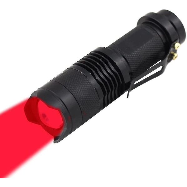 High Power One Mode Rød LED lommelygte, Kraftig Single Mode Rød lommelygte, rødt lys lommelygte Rød Led Red Light lommelygte til astronomi, luftfart, Nig
