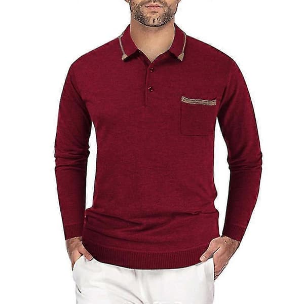 Langærmede skjorter med knapper til mænd Red 2XL
