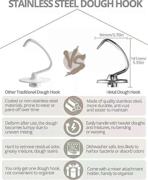 Till KitchenAid degkrok rostfritt stål 5KSM5THDHSS
