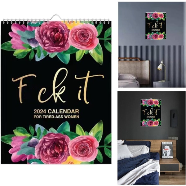2024 sjov månedlig vægkalender | 2024-kalender for trætte-røv-kvinder | Fu-ck it Calendar 2024 uk Sjove gaver til kvinder