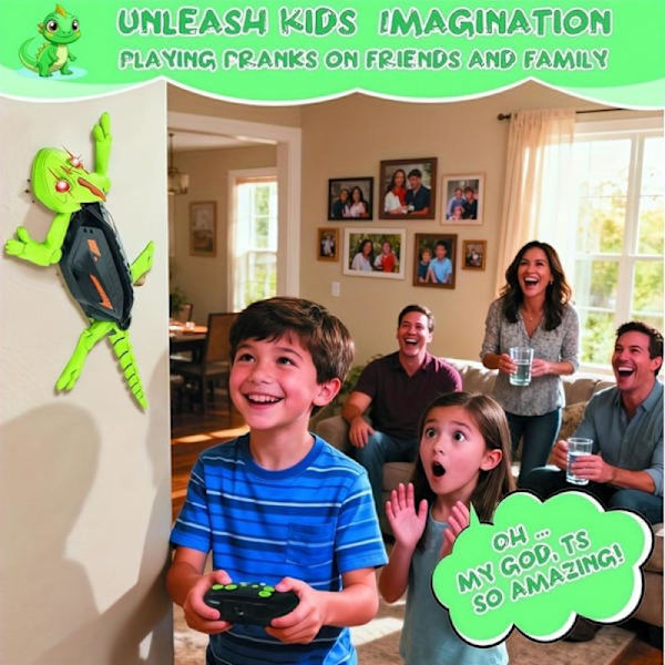 Rechargeable Remote Control Gecko Robot, a Remote Control Lizard with LED Lights and Motion Sensors, USB Interface.