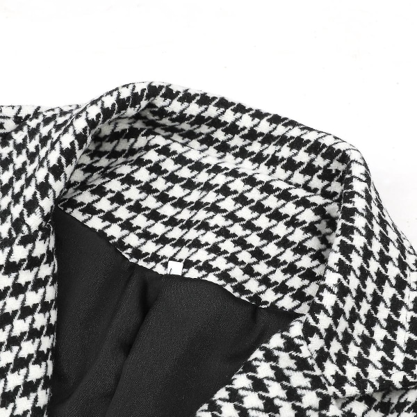 Herr svart och vit rutig dubbelknäppt 4-knapps Slim Fit Casual Suit Jacka 2XL
