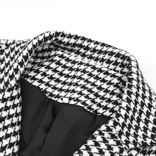 Herr svartvit rutig dubbelknäppt 4 knappar slim fit casual kavaj M